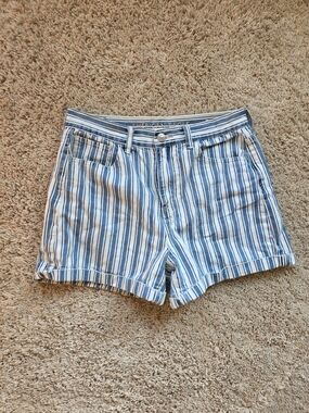 American Eagle Outfitters Blue & White Striped Women’s Jean Shorts